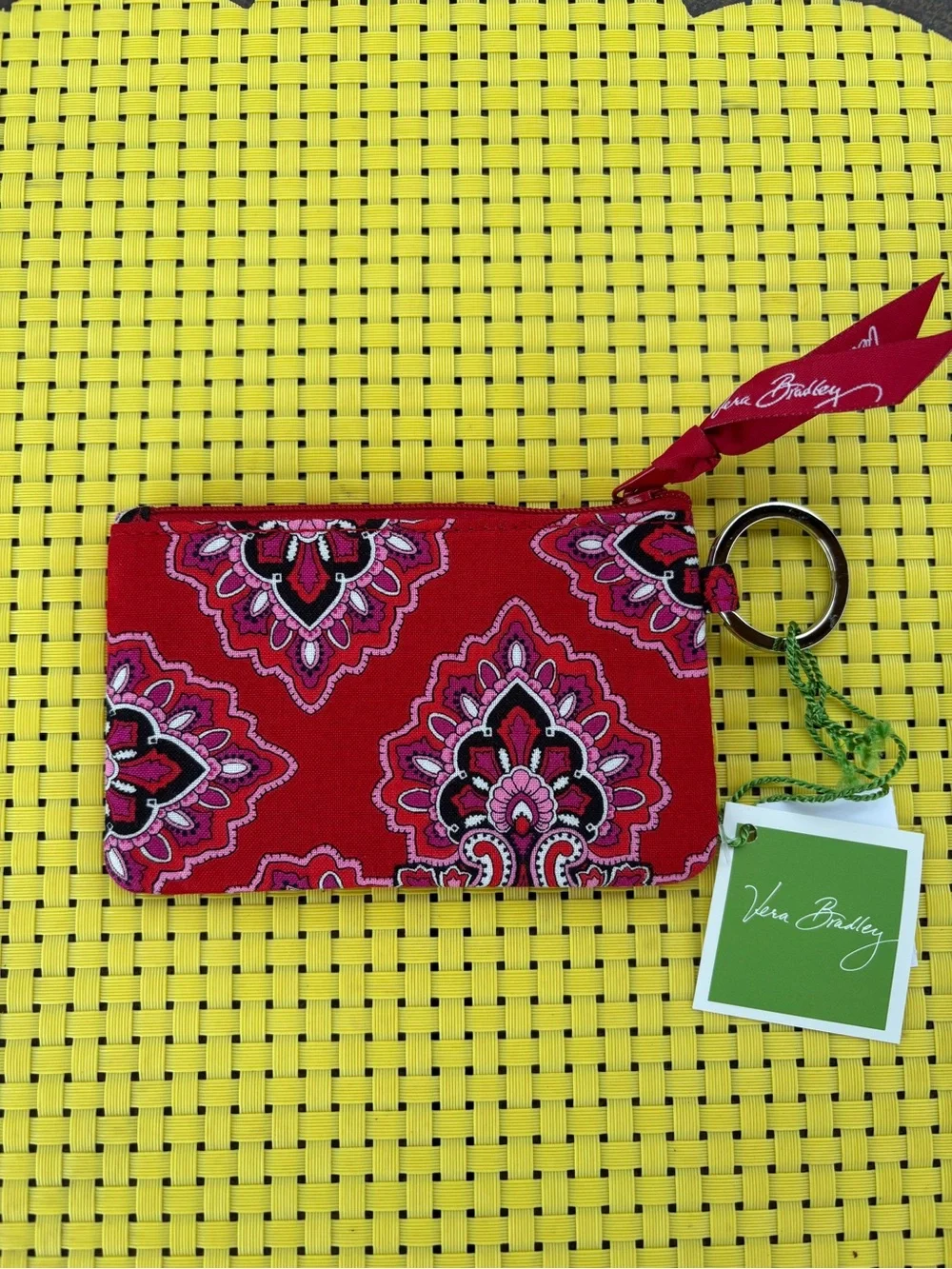 Vera Bradley Frankly Scarlet Zip ID Case NWT